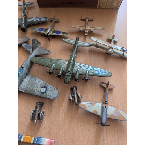 330 - Diecast: Assortment of diecast planes including Dinky, Matchbox and others; varying conditions; plus... 