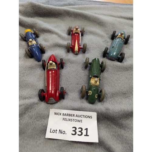 331 - Diecast: Dinky original racing cars, all in decent condition; (5).