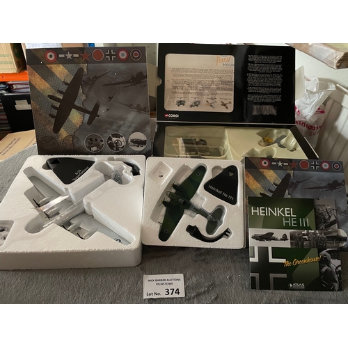 374 - Diecast: Assortment of Atlas Editions plane models, plus Corgi 'Their Finest Hour' set, Lledo 'Brewi... 