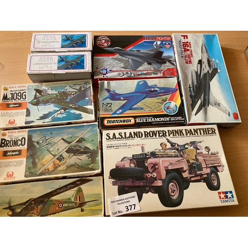 377 - Diecast: Assortment of mostly plane diecast including Airfix, Matchbox, etc.; some boxed, Fair to Go... 