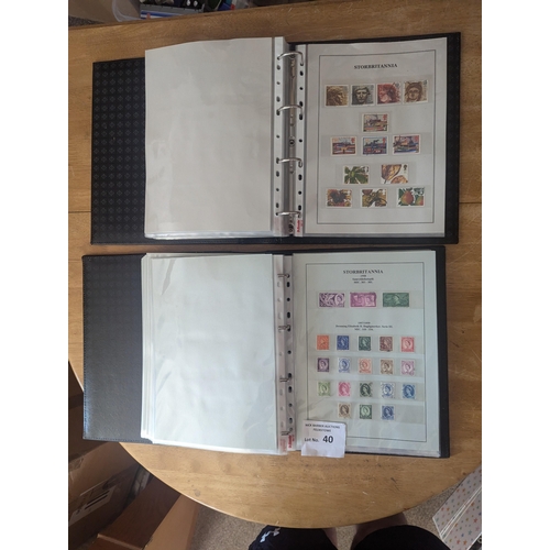 40 - Stamps: Pair of stamp albums; GB Collection QV 1840 to QEII, used on homemade pages; 1d Black to 199... 