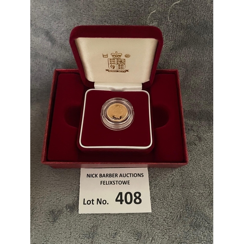 408 - Coins: Royal Mint Millennium 2000 Half Sovereign gold coin, 3.99g, with certificate of authenticity,... 