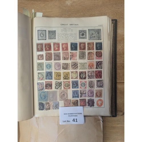 41 - Stamps: A well-filled collection of late QV period and worldwide in Triumph album - many countries, ... 