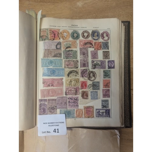 41 - Stamps: A well-filled collection of late QV period and worldwide in Triumph album - many countries, ... 