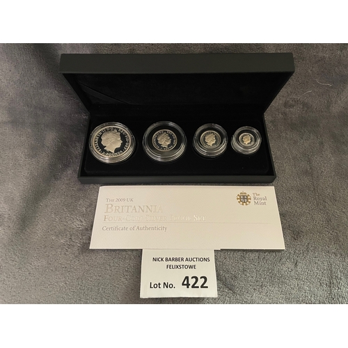 422 - Coins: Royal Mint Britannia 2009 Silver Proof Piedfort 4 coin set, with certificate of authenticity,... 