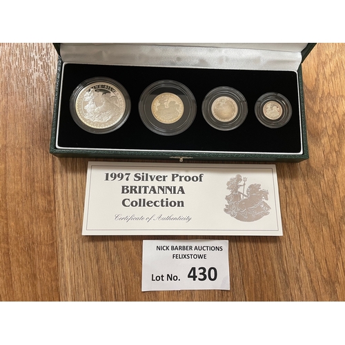 430 - Coins: Royal Mint 1997 Britannia Collection Silver Proof 4 coin set, with certificate of authenticit... 