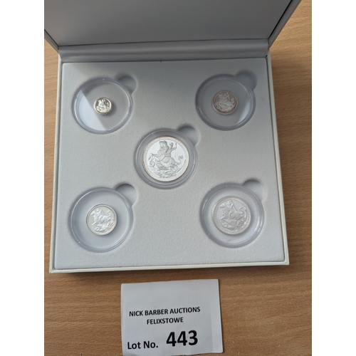 443 - Coins: London Mint Silver Proof sovereign set, Gibraltar 2019, boxed 5 coin set in Fine condition.