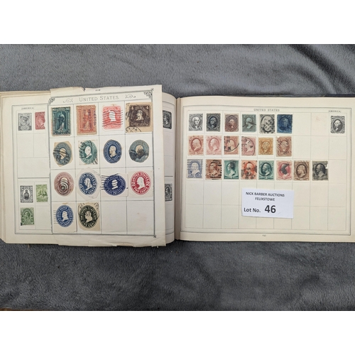 46 - Stamps: Great old time collection within largely unpicked Improved oblong album.