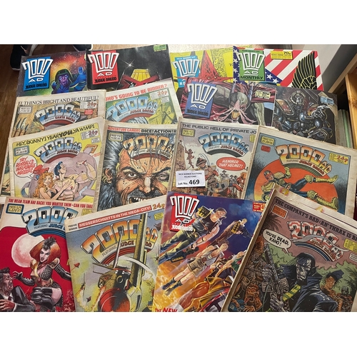 469 - Comics: Two crates of 2000 AD (Judge Dredd) comics, from approx. Prog 400 onwards; annuals/monthly a... 