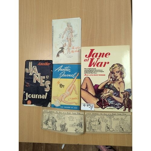 475f - Comics: Jane (Daily Mirror) assortment, including: 'Jane at War' book, and Jane's Journals (4).