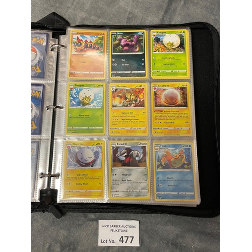 477 - Cards; Trading Cards: Folder of Pokemon cards, 2020-2022, with some holos; (see photos).