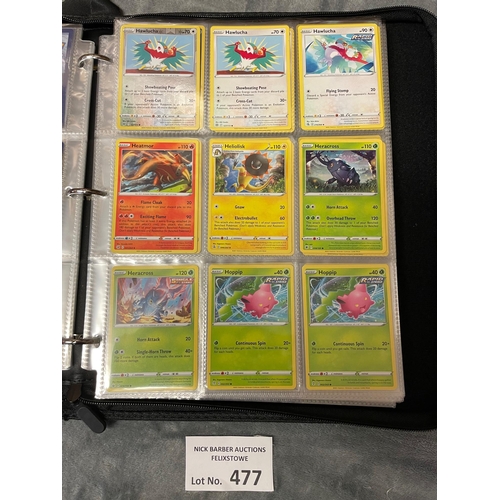 477 - Cards; Trading Cards: Folder of Pokemon cards, 2020-2022, with some holos; (see photos).