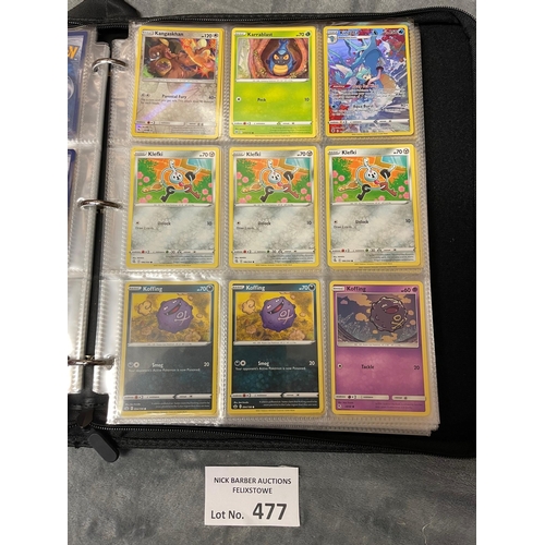 477 - Cards; Trading Cards: Folder of Pokemon cards, 2020-2022, with some holos; (see photos).