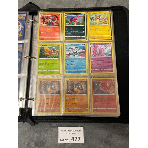 477 - Cards; Trading Cards: Folder of Pokemon cards, 2020-2022, with some holos; (see photos).