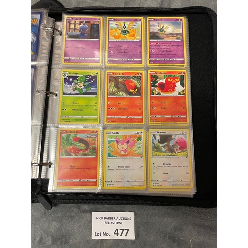 477 - Cards; Trading Cards: Folder of Pokemon cards, 2020-2022, with some holos; (see photos).