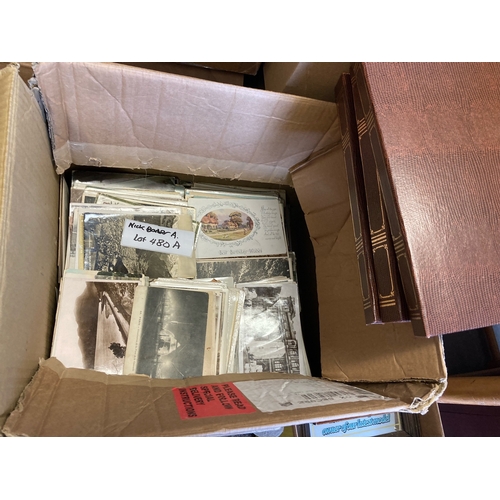 480a - Postcards: Large box of older postcards, plus 3 other albums; approx 1700 cards.