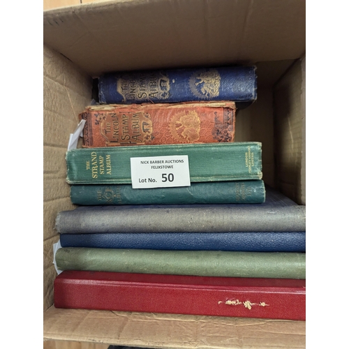 50 - Stamps: Box of 7x old stamp albums, including pair of old Lincolns.