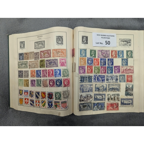 50 - Stamps: Box of 7x old stamp albums, including pair of old Lincolns.