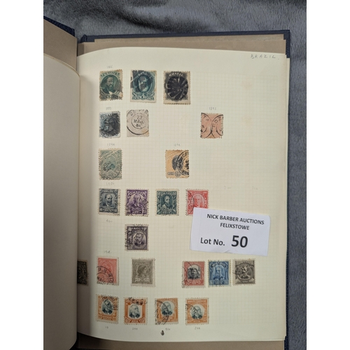 50 - Stamps: Box of 7x old stamp albums, including pair of old Lincolns.