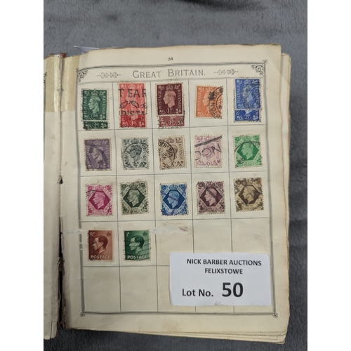 50 - Stamps: Box of 7x old stamp albums, including pair of old Lincolns.