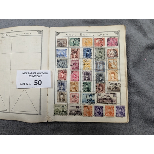 50 - Stamps: Box of 7x old stamp albums, including pair of old Lincolns.