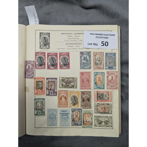 50 - Stamps: Box of 7x old stamp albums, including pair of old Lincolns.