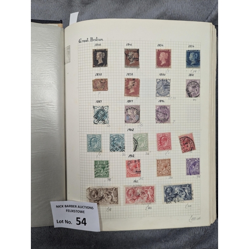 54 - Stamps: Box of 5x old time spring-back with worldwide collections.