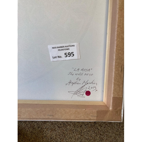 595 - Collectables: ART on Canvas by Stephen Meakin; signed on reverse 'LA ROSA' the wild flower - larger ... 