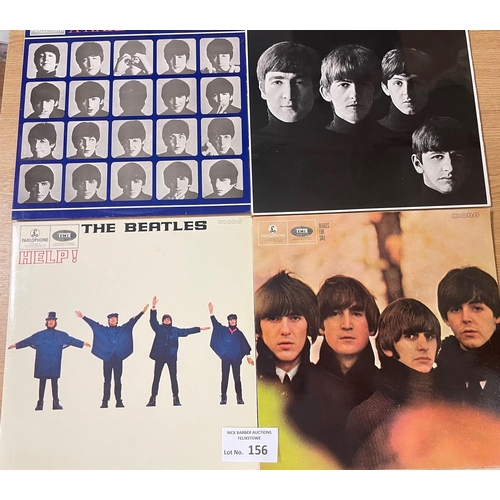 156 - Records: 4x early issue The Beatles yellow/black parlophone albums with The Beatles, Help, For Sale,... 