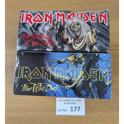 177 - Records: Iron Maiden Memorabilia; The Studio collection 1982 and 1992, sealed (1982 box is creased a... 