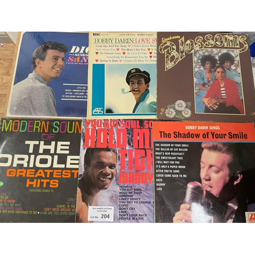 204 - Records: Bag of 1960s LPs, including Nash, Shirelles, Drifters, etc.; approx. 16.