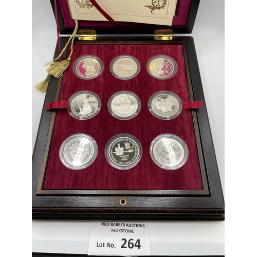 264 - Coins: Queen Elizabeth II 40th Anniversary Coronation Crown Collection within deluxe box; 8 silver p... 