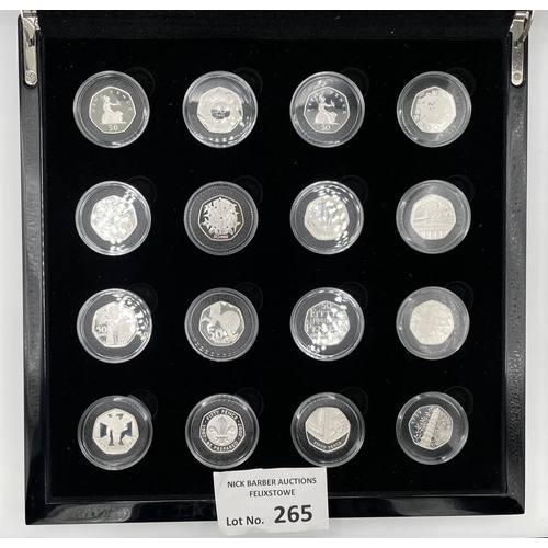 265 - Coins: Royal Mint UK 50p Silver Proof collection; 40th anniversary 1969-2009, 16 coins including Kew... 