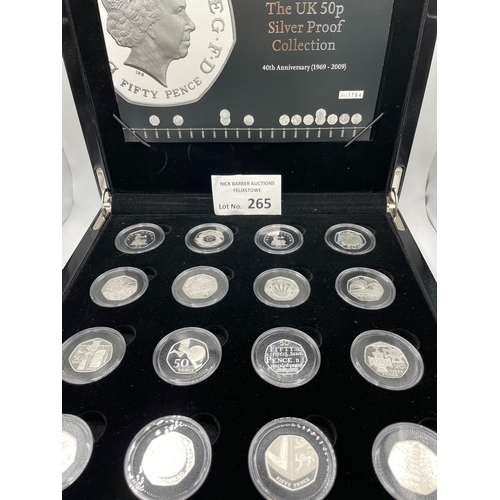 265 - Coins: Royal Mint UK 50p Silver Proof collection; 40th anniversary 1969-2009, 16 coins including Kew... 