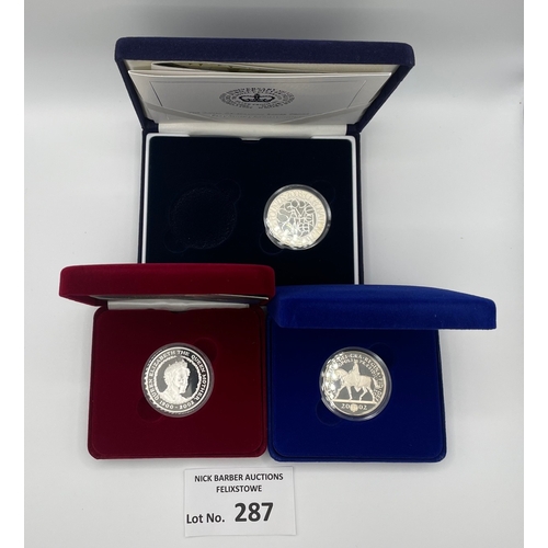 287 - Coins: Royal Mint trio of silver proof boxed sets, including 2002 Golden Jubilee, Royal Celebration,... 