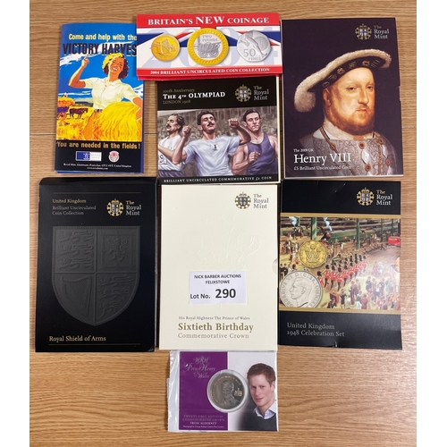 290 - Coins: Royal Mint assortment of coins/CB commemoratives including crowns/£2, Henry VIII, Royal Shiel... 