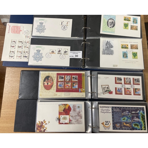 30 - Stamps: Guernsey and Alderney FDC's and Mint in box.