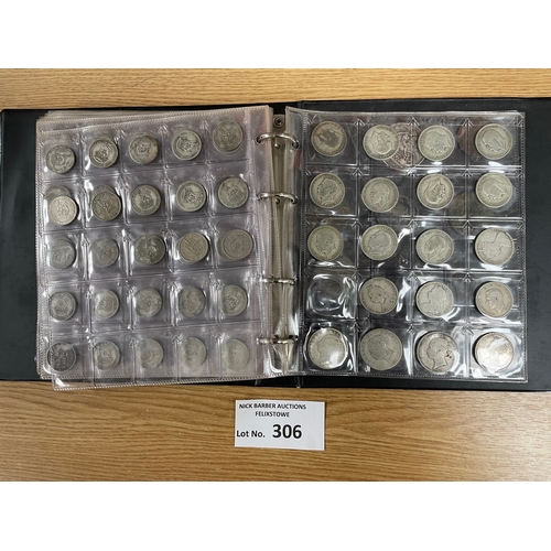 306 - Coins: Album of GB coins, QV onwards, with Crown/Florin/Shilling, etc. of Queen Victoria, KGV; sever... 