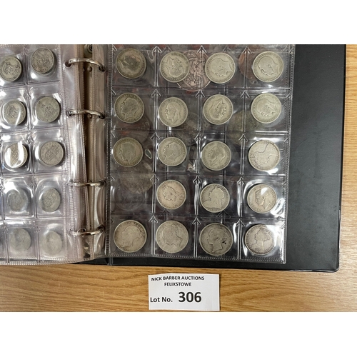 306 - Coins: Album of GB coins, QV onwards, with Crown/Florin/Shilling, etc. of Queen Victoria, KGV; sever... 