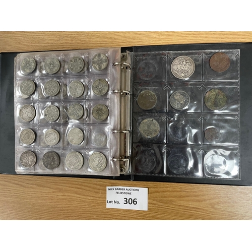 306 - Coins: Album of GB coins, QV onwards, with Crown/Florin/Shilling, etc. of Queen Victoria, KGV; sever... 