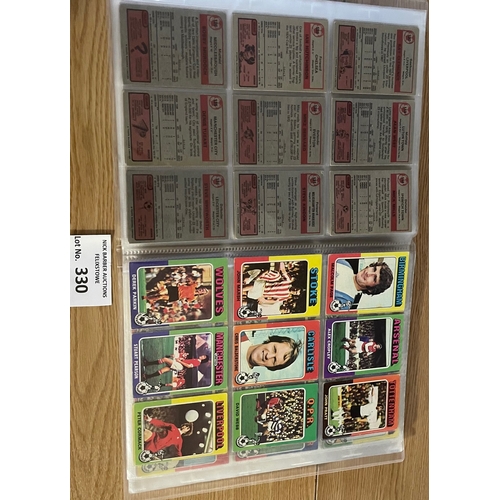 330 - Cards; Gum Cards: Football Topps cards 1975/6, set of 220 cards, with 15 missing (205); Good conditi... 