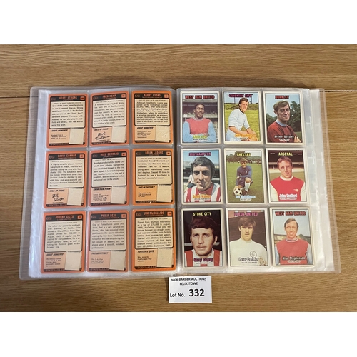 332 - Cards; Gum Cards: A+BC Football cards; 1970/1 orange backs; 255 cards in Good condition.