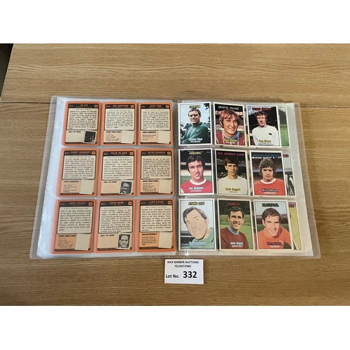 332 - Cards; Gum Cards: A+BC Football cards; 1970/1 orange backs; 255 cards in Good condition.