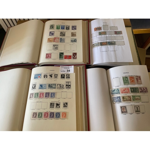 34 - Stamps: Collection of Commonwealth stamps within 4 albums.