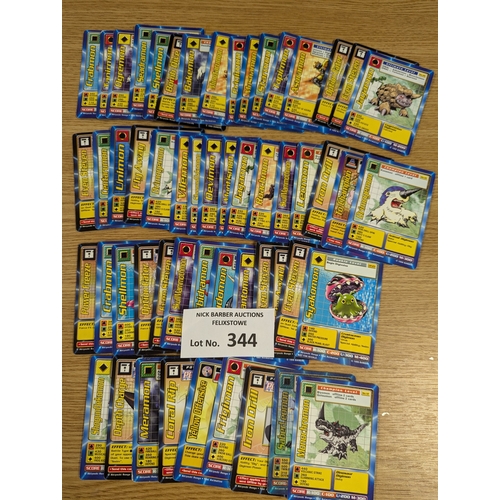 344 - Cards: Mixed assortment of trading cards and stickers, including Pokemon, Digimon, The Beatles gum c... 