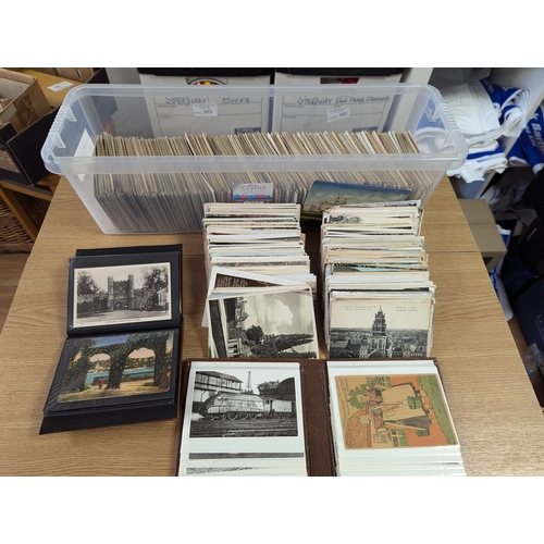 363 - Postcards: Large box of early cards; approx 1500 and 2 albums.