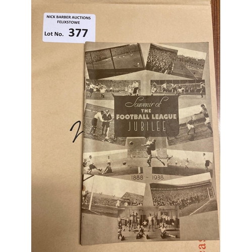 377 - Sports; Football: League Jubilee souvenir programme; Ipswich v Bournemouth and Boscombe; 7/9/38; 32 ... 