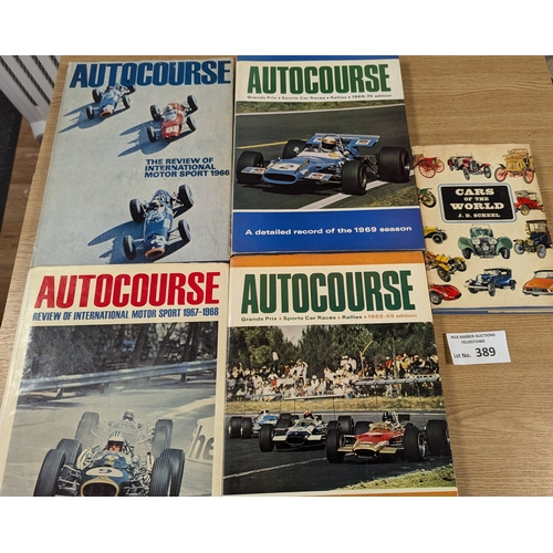 389 - Sports; Motor Racing: Autocourse rare and collectable hardback books, motorsport 1967/8, 1968/9, 196... 