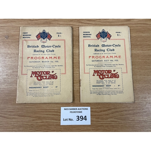 394 - Sports; Motor Sport: Pair of Brooklands members programmes, 1st meeting 21/03/1925; 28 pages and rec... 