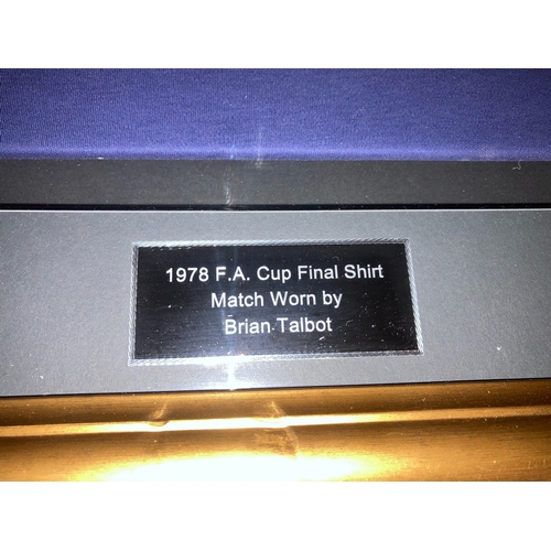 403 - Sports; Football: Ipswich Town shirt worn by Brian Talbot No. 4 FA Cup Final Wembley 1978; framed; w... 